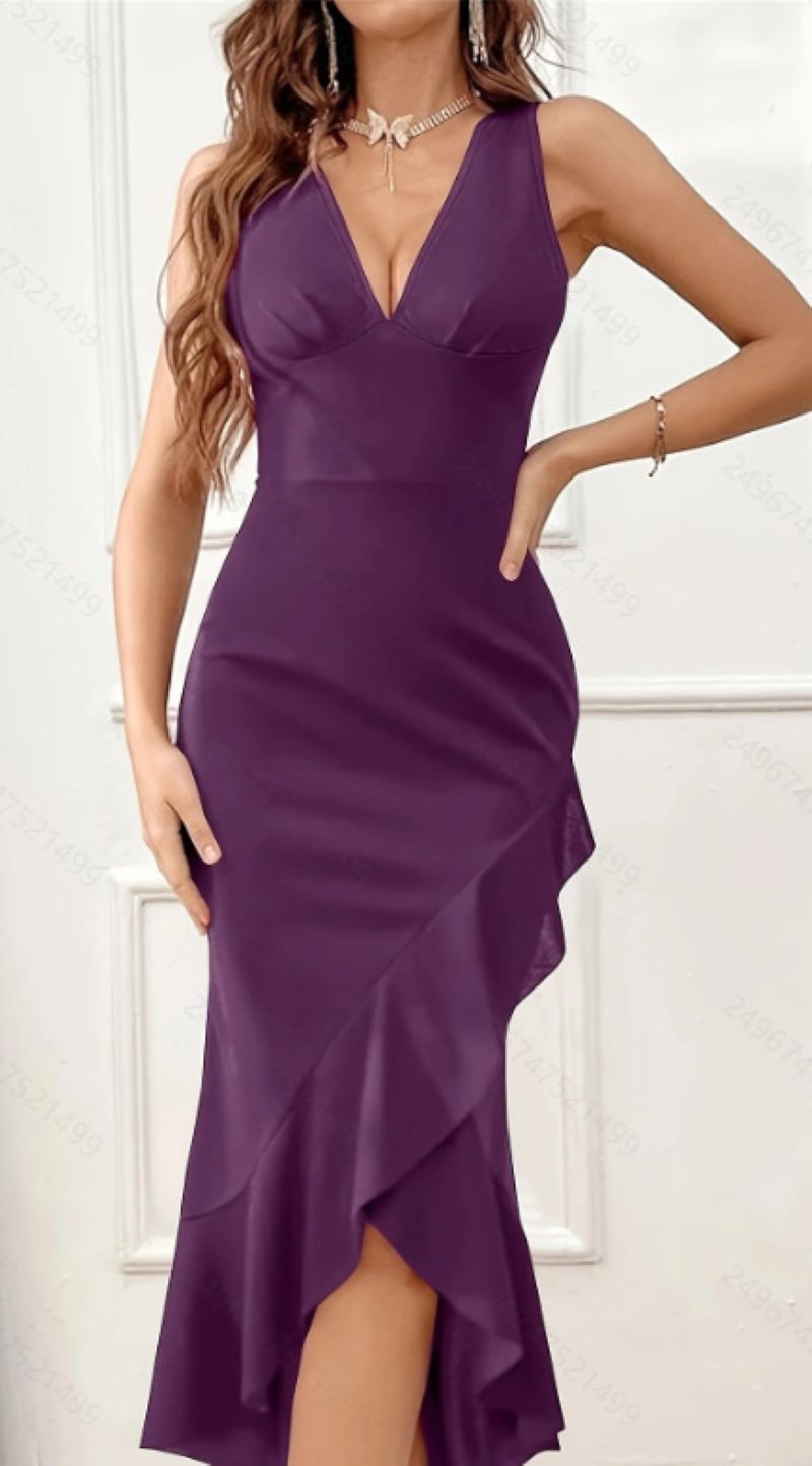 Robe à volants fendue à col en V pour femmes, jupe à queue d'hirondelle, fesses enveloppantes, nouvelle Europe