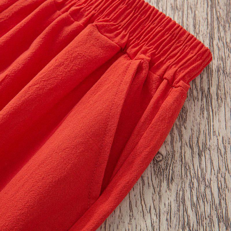 Femmes été décontracté ample Harem taille élastique coton lin pantalon neuvième pantalon