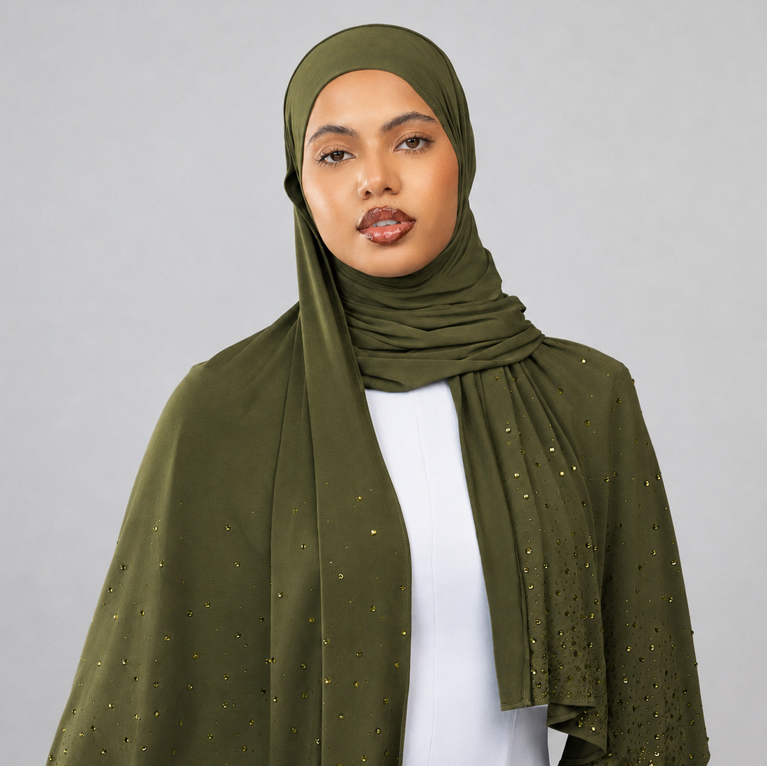 Hijab en jersey liquide de luxe élégant à motifs diamantés, châle quotidien pour femme, doux et respirant, foulard musulman