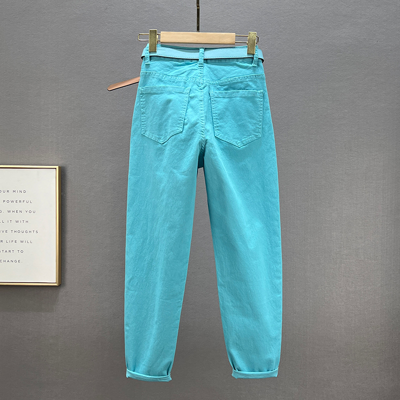 Jeans Station européenne pour femmes, 2023, nouvelle mode printemps automne, taille haute, polyvalente, ample, coton, Stretch, Denim, sarouel