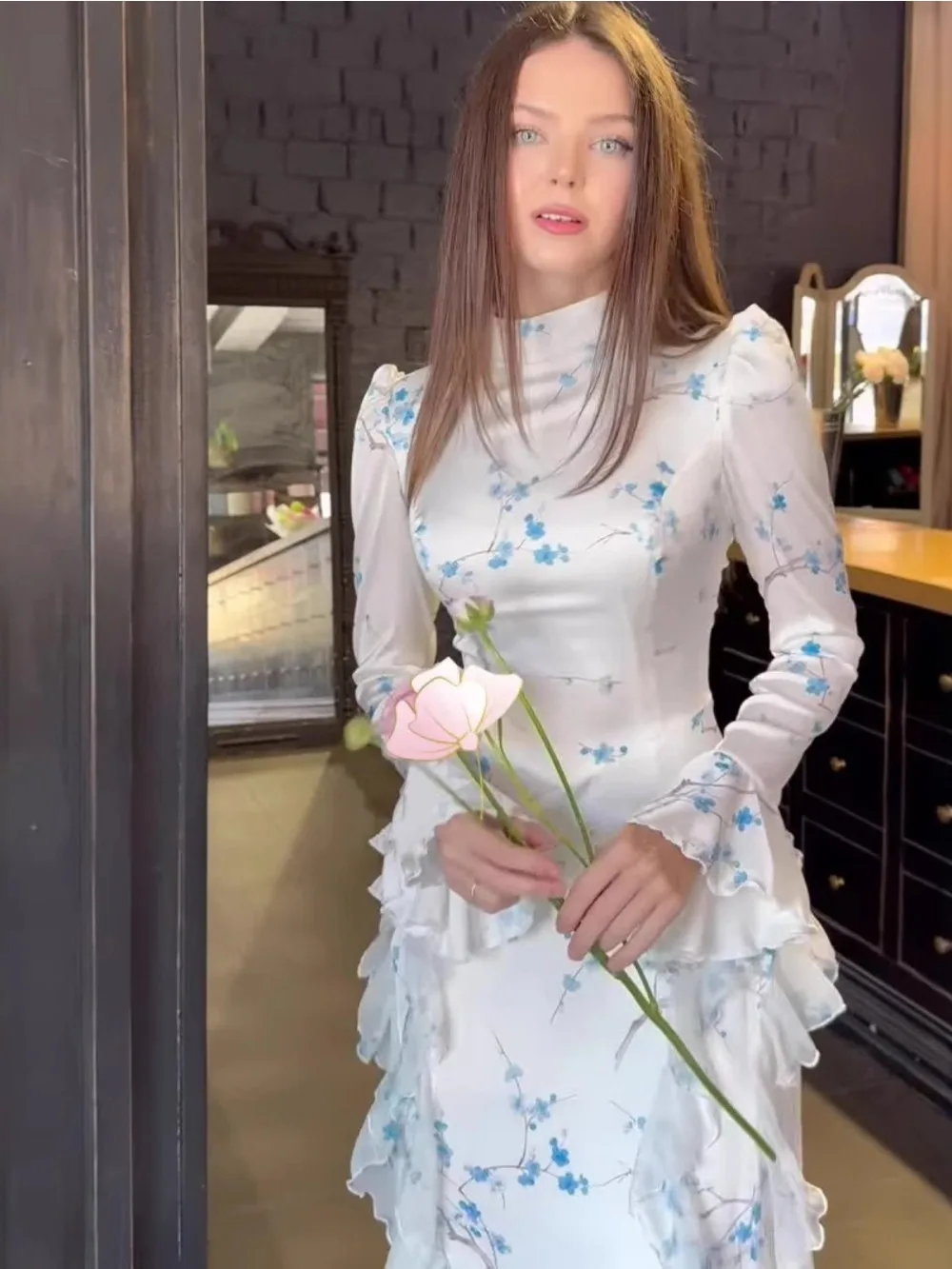 Robes de soirée Eid femmes Robe Abaya doux imprimé musulman Ramadan Jalabiya dubaï longue Robe maroc caftan robes Largos automne