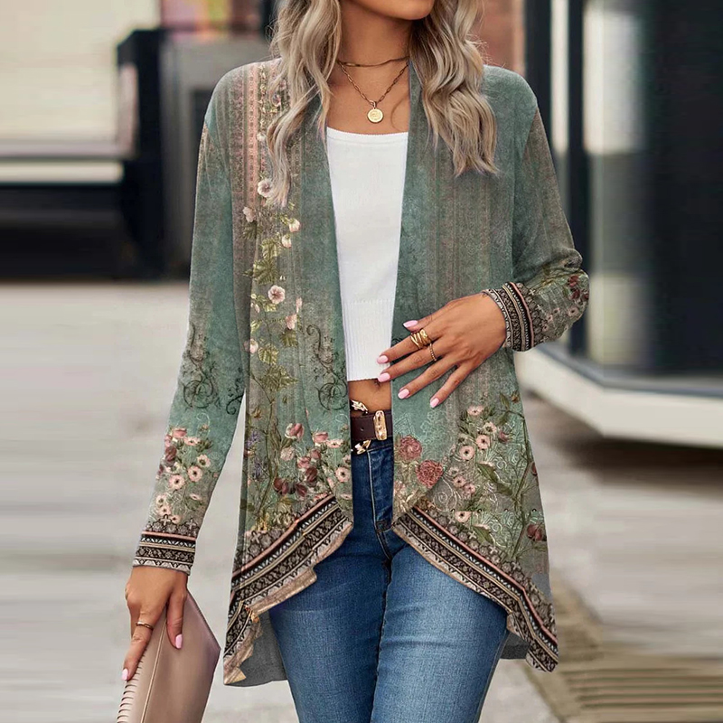 Nouveau Cardigan pour femmes manteaux mode décontracté col rabattu Vintage imprimé vestes pour femmes décontracté mince hauts
