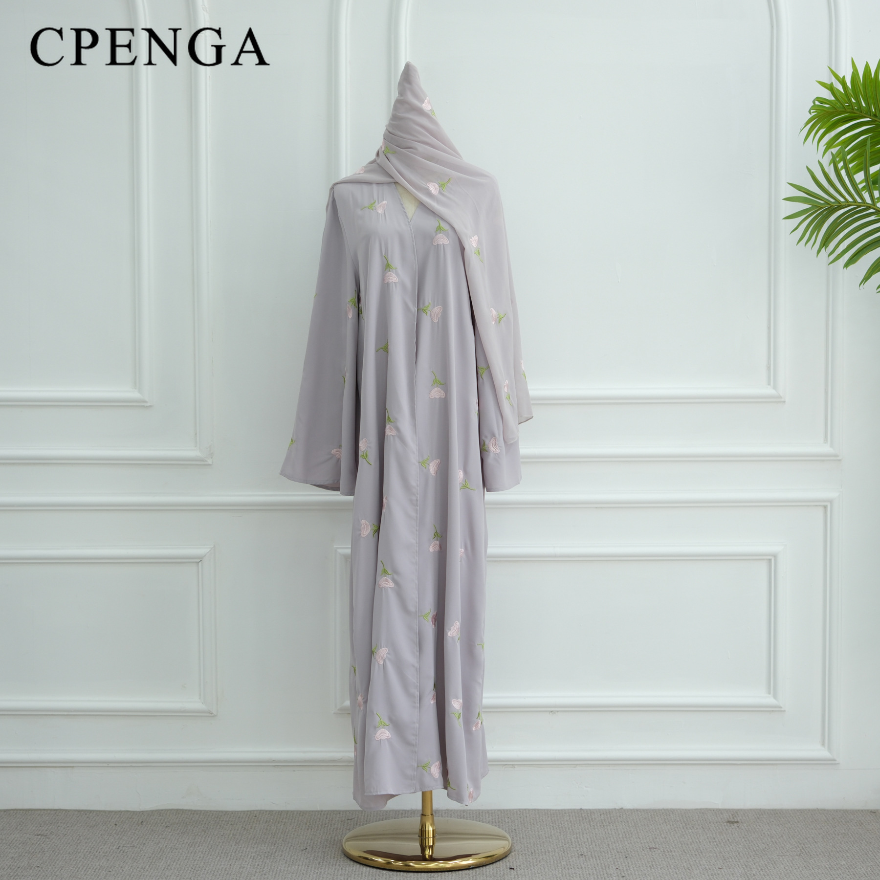 Cardigan brodé à fleurs du moyen-orient pour femmes musulmanes Eid dubaï Robe Abaya modeste avec Hijab Islam turquie Jalabiya Robe
