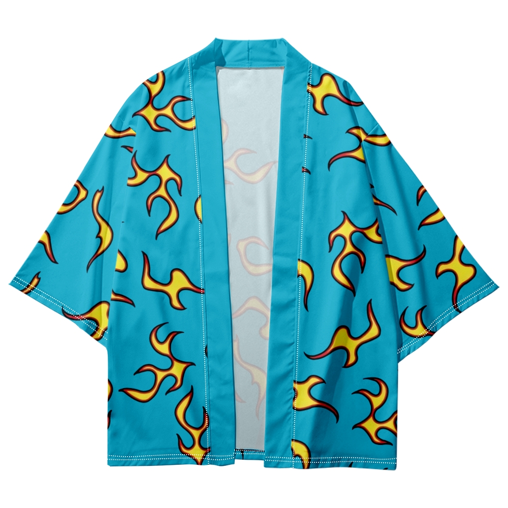 Kimono japonais flamme de feu et de glace pour hommes et femmes, Cardigan Yukata coloré, chemises Haori, haut, vêtements traditionnels asiatiques