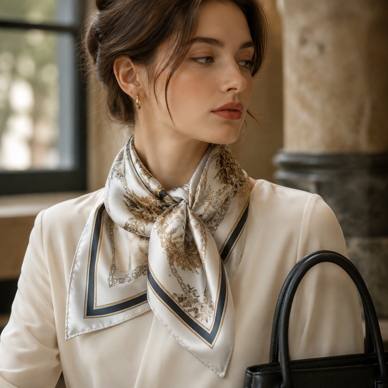 Écharpe en soie personnalisée avec impression de logo photo, écharpe carrée en satin, accessoire de mode pour le cou et les cheveux, cadeau