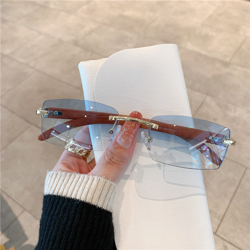 Lunettes de soleil sans monture pour hommes et femmes, en bois, de marque de luxe, rétro, à la mode, UV400, pour voyage et extérieur
