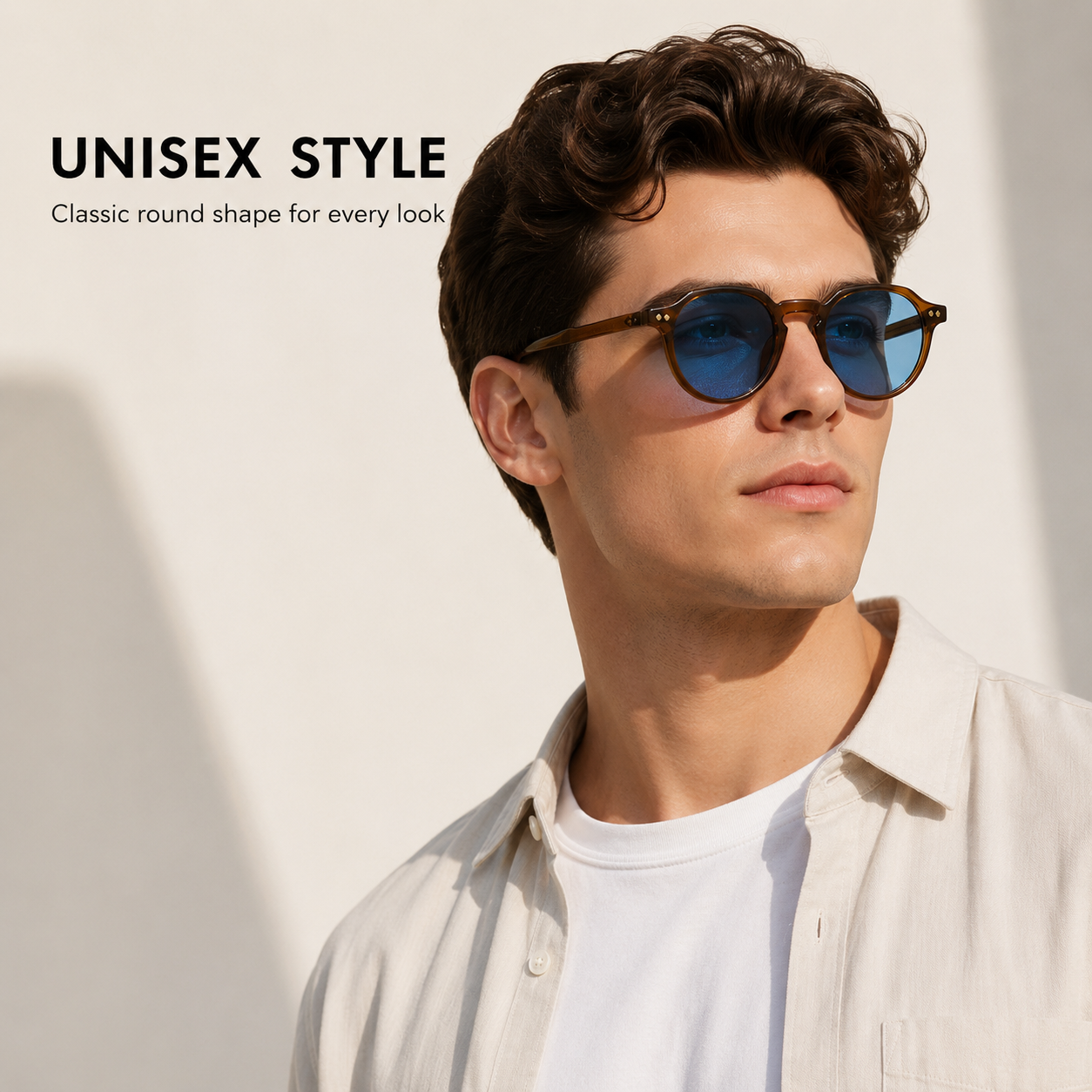 Lunettes de soleil rondes rétro pour hommes et femmes, marque de luxe, verres bleus, lunettes de soleil vintage à rivets, Oculos De Sol UV400 pour hommes et femmes
