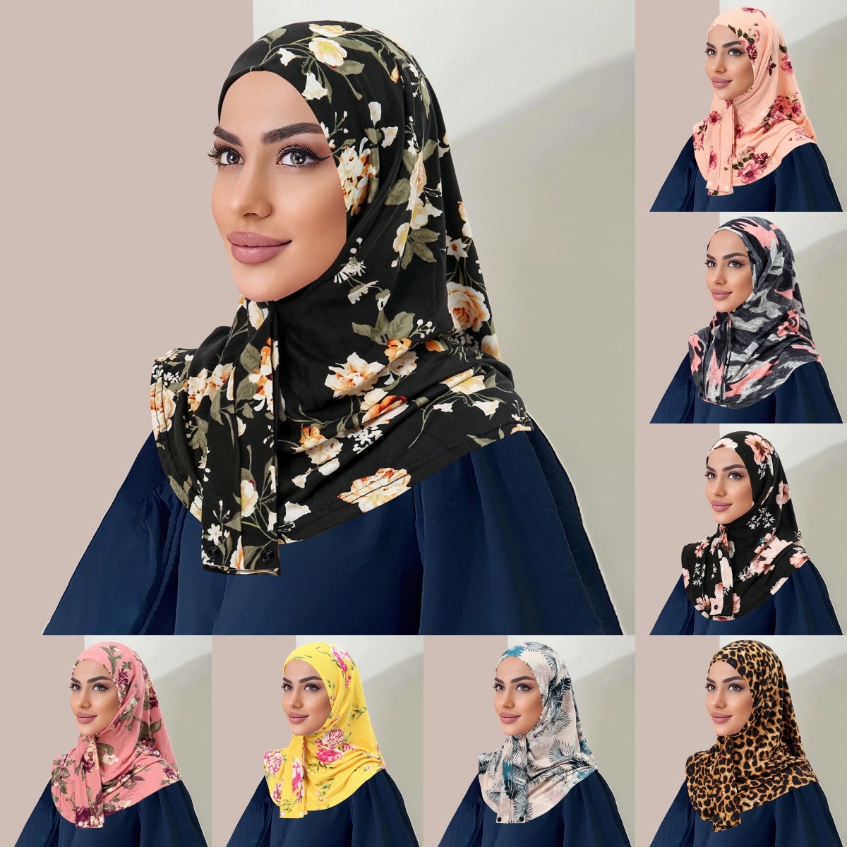 Hijabs instantanés imprimés à la mode pour femme, Jersey, casquette intérieure, Turban, foulards de tête, chapeau musulman islamique, Bonnet, Ramadan