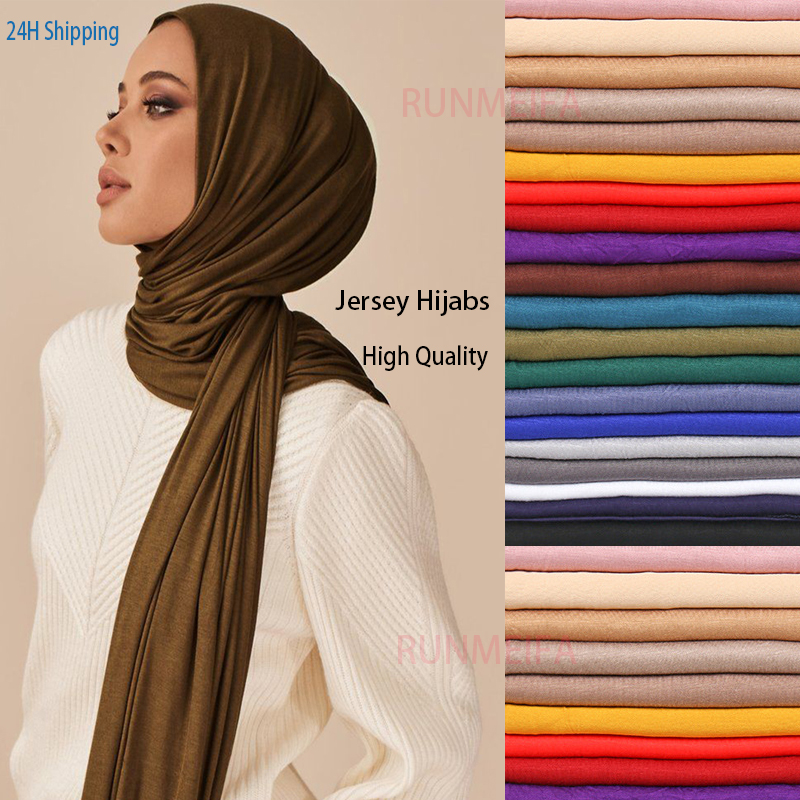 Écharpe Hijab en Jersey de Coton Modal pour Femme, Long Châle Musulman, Turban Doux Uni, Bandeau de Sauna Africain, 170x60cm