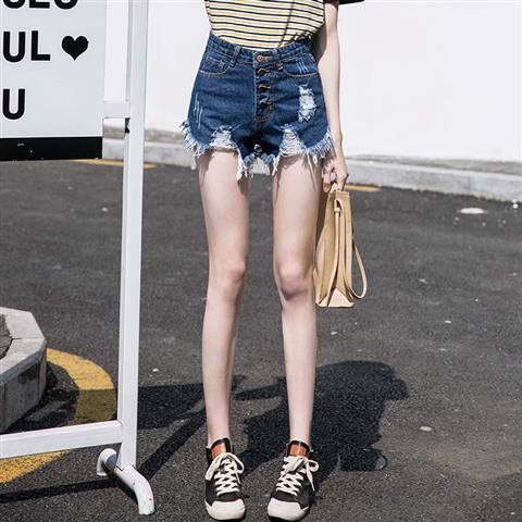 Short en Jean déchiré à taille haute pour femme, vêtement décontracté, Sexy, mode Vintage, grande taille, coréen, été, 2021