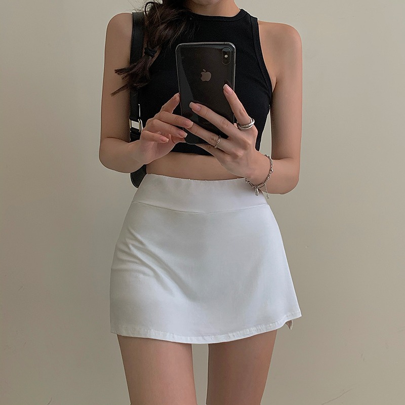 Jupe de tennis pour femme, taille haute, sexy, moulante, courte, style Y2K, avec fente, coupe trapèze, mini-jupe de sport d'été