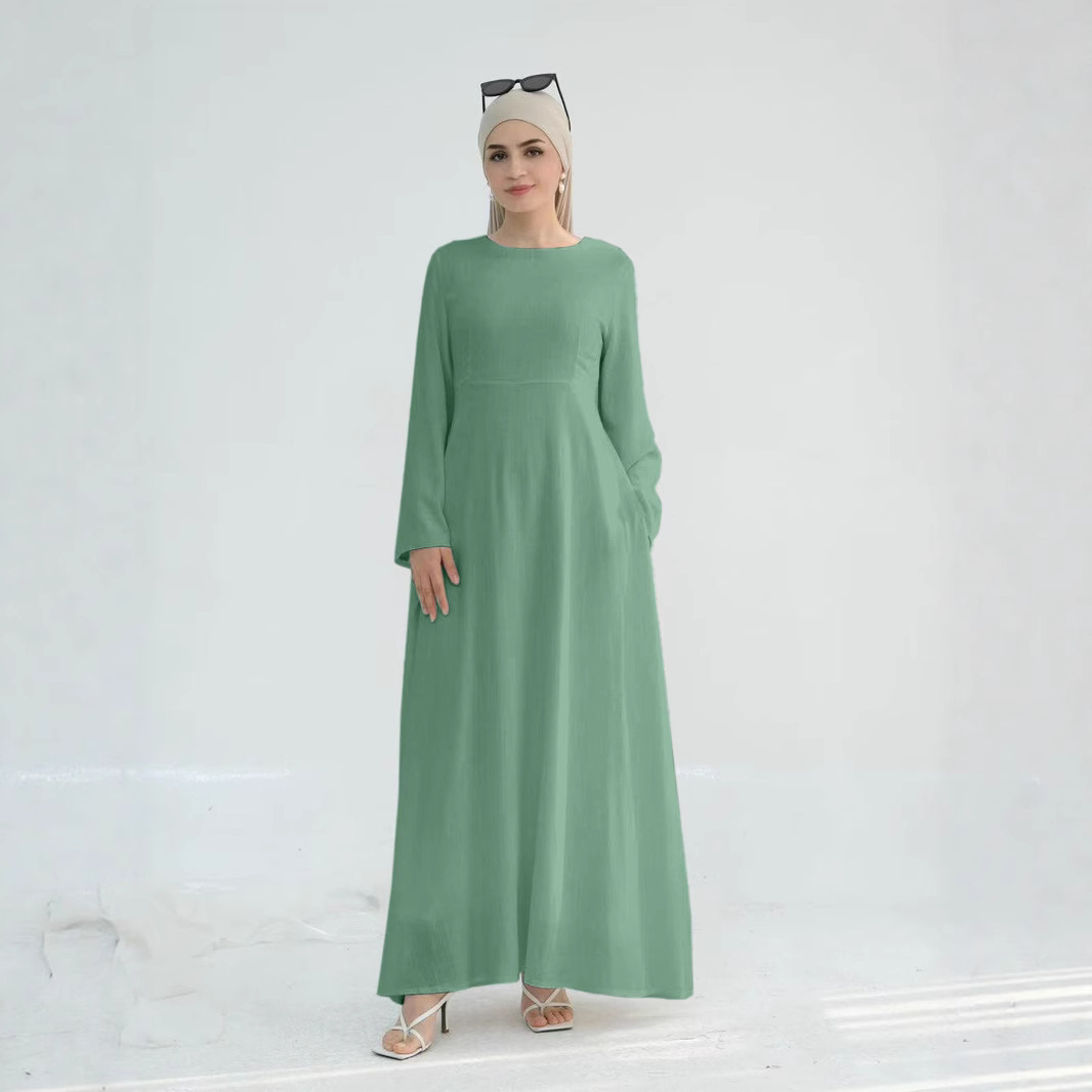 Loriya Dubai turc couleur unie taille-cravate Abaya