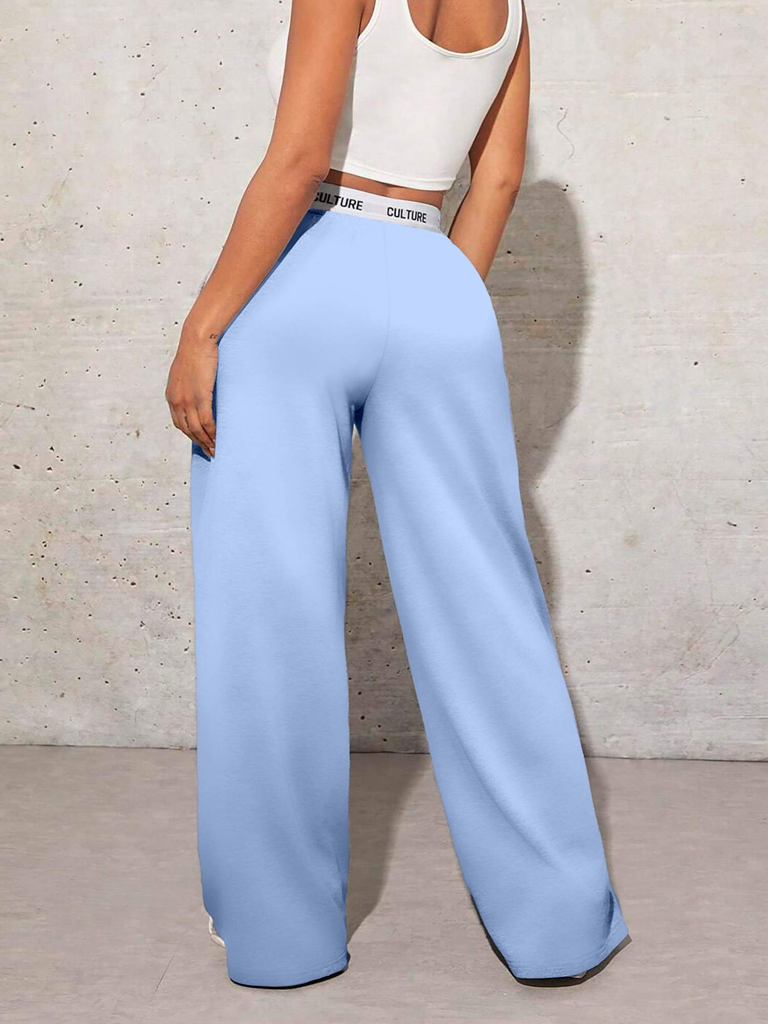 Pantalon large pour femmes, coupe décontractée, imprimé de lettres, pantalon de survêtement tendance, pantalon de style "drag".