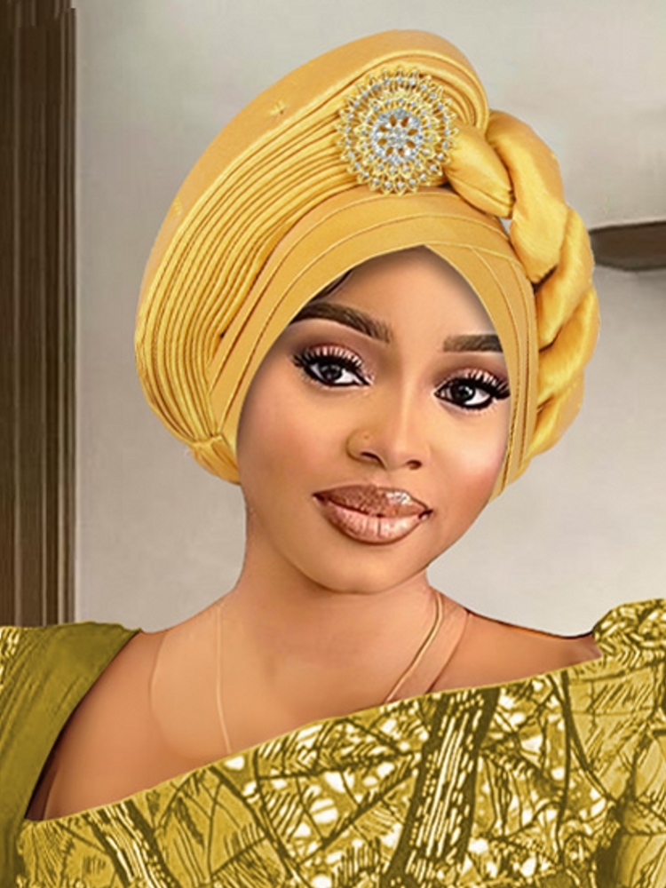 Casquette Turban plissée à paillettes pour femmes, enveloppe de tête pour dame, foulard musulman, chapeau, couvre-chef africain, 2025