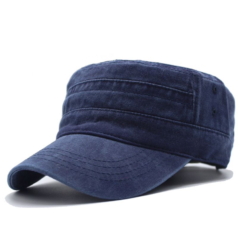 Chapeau haut de forme plat vintage unisexe, casquettes délavées classiques, chapeaux de l'armée en denim ajustés réglables, chapeau de soleil, casquettes militaires, automne, hiver