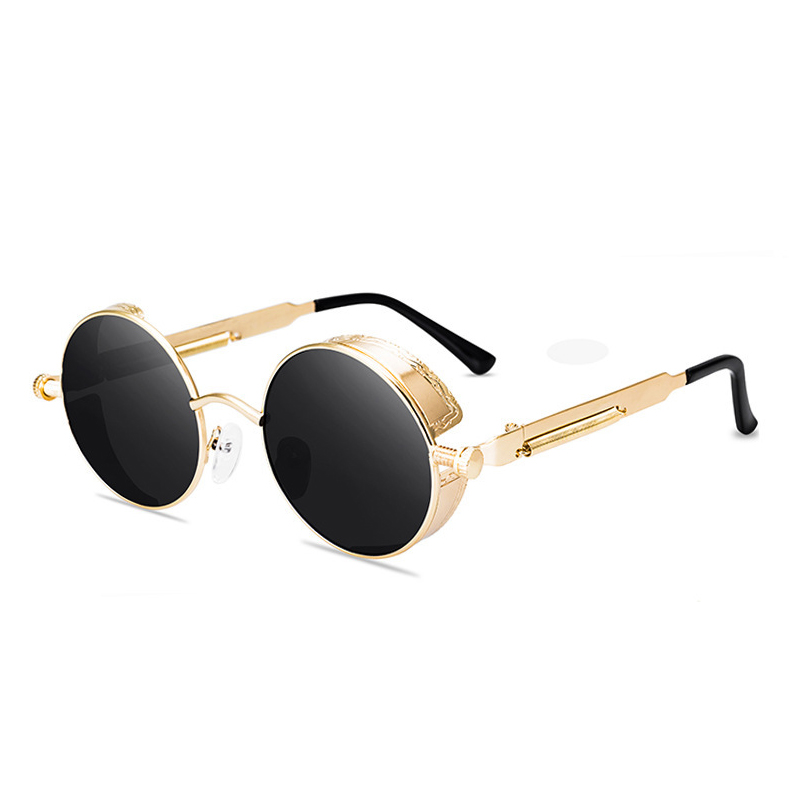 Lunettes de soleil vintage steampunk rouges pour hommes, monture ronde en alliage métallique, lunettes de soleil rétro pour femmes, lunettes de style gothique.