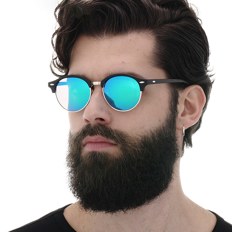 Lunettes de soleil rondes demi-cerclées tendance pour femmes, style rétro de marque populaire, pour hommes, collection été