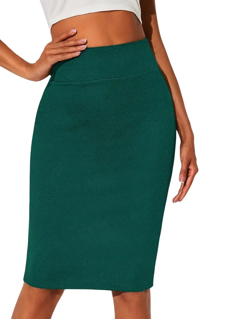 Jupe moulante à taille haute de couleur unie, jupe décontractée printemps-été, vêtements pour femmes