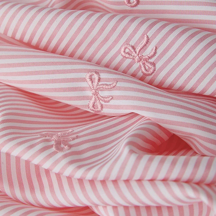 Tissu rayé brodé nœud papillon 140x50cm pour robe chemise, vêtements pour enfants, grand bandeau, tissu DIY pour vêtements de bébé