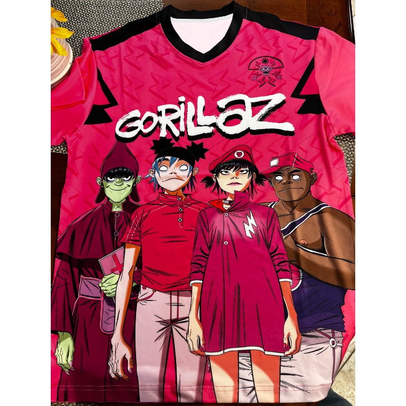 T-shirt en maille à quatre personnages de dessin animé Gorillaz pour hommes et femmes, style Y2K, streetwear hip-hop, tee-shirt sport ample assorti pour la famille