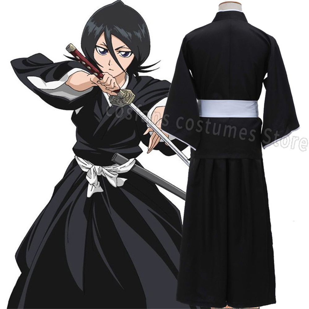 Costume de jeu de rôle samouraï, kimono noir de style japonais, comprenant un haut à manches, un hakama ample, costume de fête d'Halloween et de carnaval