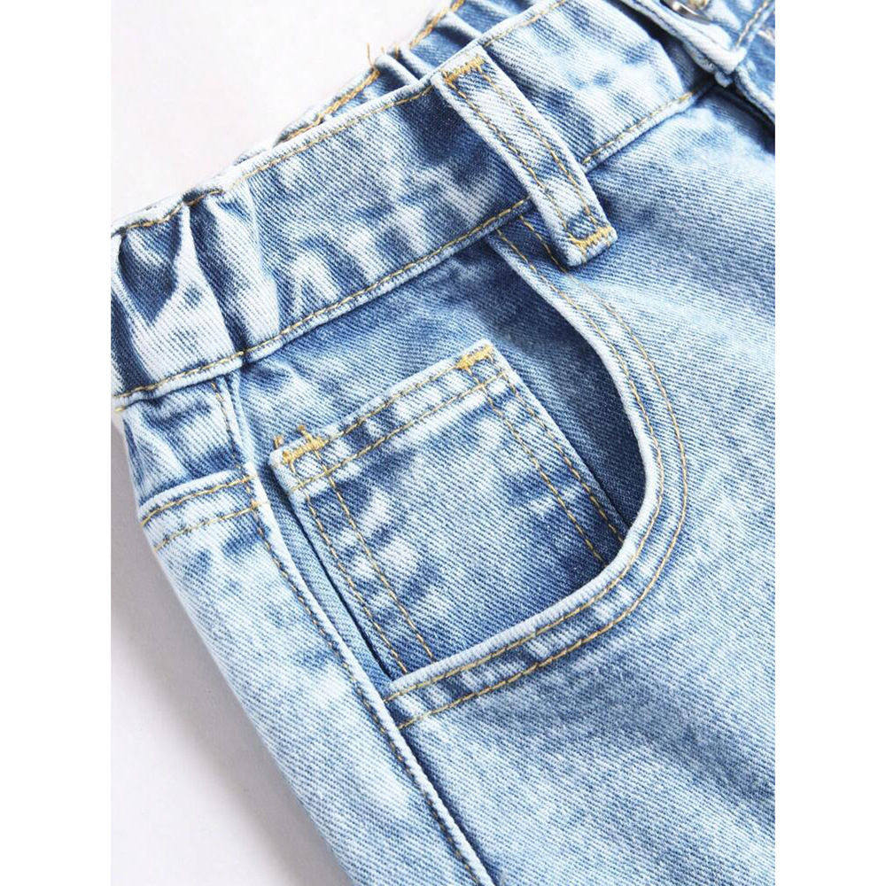 Denim pantalon à jambes larges femmes jean broderie taille haute en détresse lavé maman poches Vintage longueur de plancher pantalon Streetwear