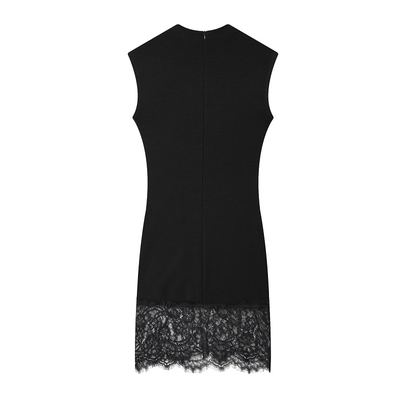 MUJER – robes courtes en dentelle noire pour femmes, Mini robe plissée moulante, sans manches, robe d'été élégante pour femmes, robes de soirée