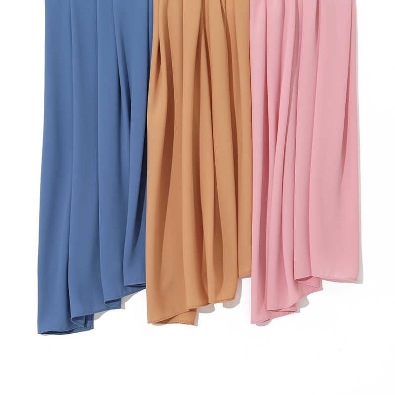 Nouveaux hijabs en mousseline de qualité supérieure pour femmes, châles longs en mousseline à bords plissés, foulards de tête unis à bords droits pour le Ramadan