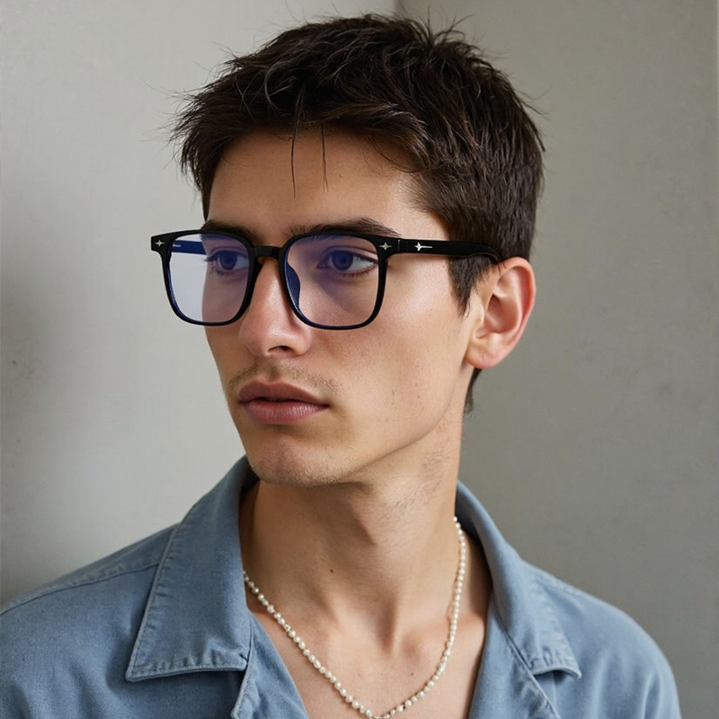 Lunettes à monture décorative étoiles pour hommes et femmes, carrées, tendance, Anti-lumière bleue, accessoire de bureau en plein air à la mode