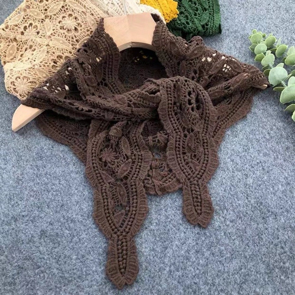 Faux col en tricot, écharpe triangulaire blanche, style ethnique, écharpes à fleurs au crochet, décoration de vêtements, style coréen