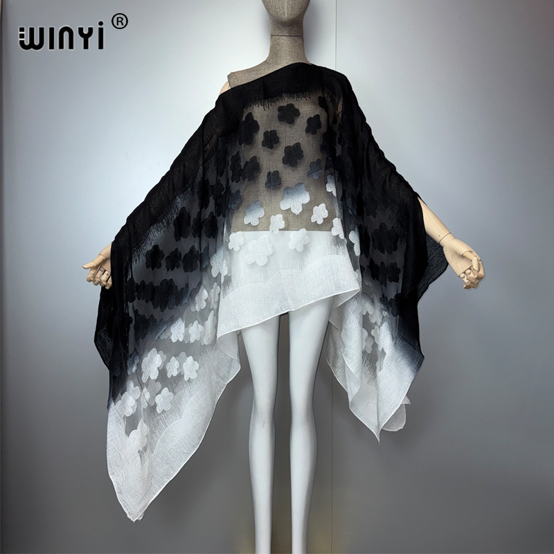 WINYI Robe d'été transparente et sexy pour femmes, tenue de plage, kaftan africain pour femme, robe de plage élégante et sexy pour les vacances.
