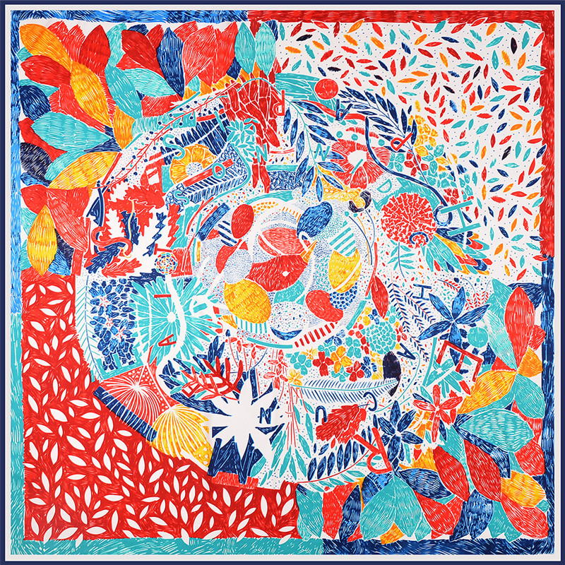 Foulard en Soie Imprimé Tendance pour Femme, Écharpes Carrées, Grandes Écharpes, Bandana, Grand Hijab, Foulards en Soie pour Femme 130CM