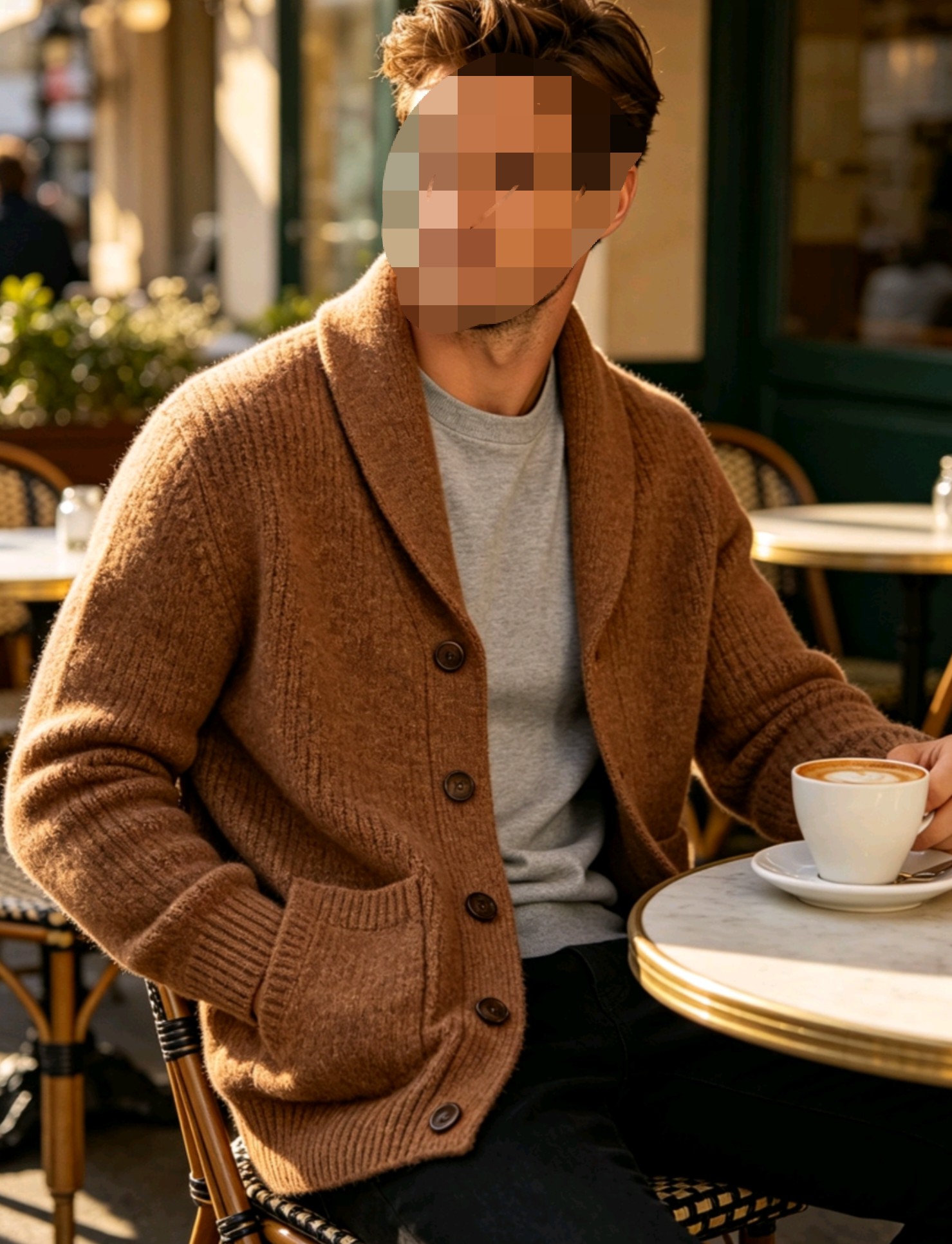 Cardigan tricoté pour homme 2026 à col châle et 3 boutons, pull décontracté léger, tissu doux et respirant, veste ample style vintage