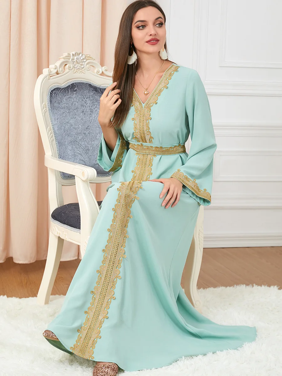 Robe musulmane arabe marocaine Abaya femmes broderie maxi Abayas dubaï turquie Islam caftan Longue musulmane robes Largos 2022