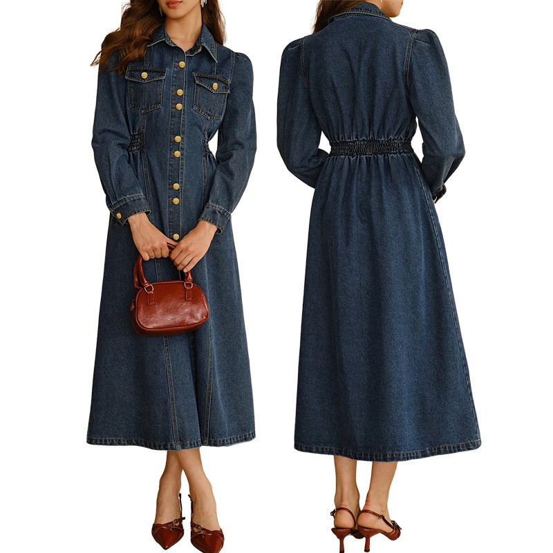 Robe en jean croisée à manches courtes pour femme, style décontracté avec ceinture, nouvelle collection 2026