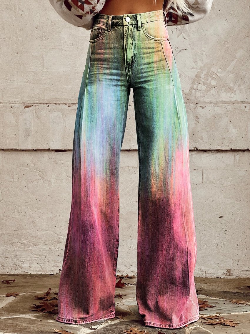Pantalon en Faux Denim pour femmes, décontracté, tendance, élégant, coupe ample, taille haute