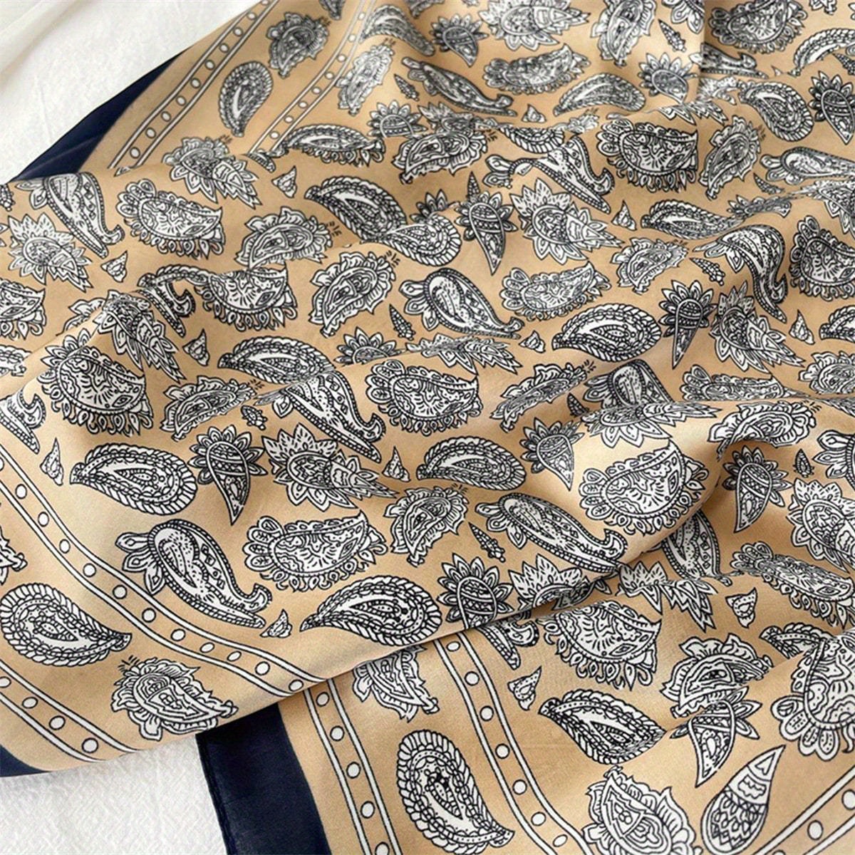 1 foulard à larges bords en imitation soie imprimé paisley pour hommes, foulard pour hommes, adapté aux occasions décontractées, aux activités de plein air,