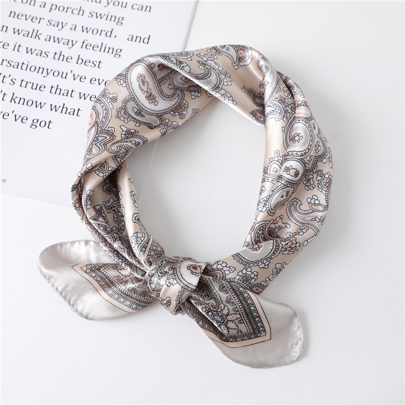 Foulard carré de luxe en soie de 60 cm pour femme, hijab, bandeaux pour cheveux, écharpe, châle en satin, ruban, bandeau, foulards de mode, bandana