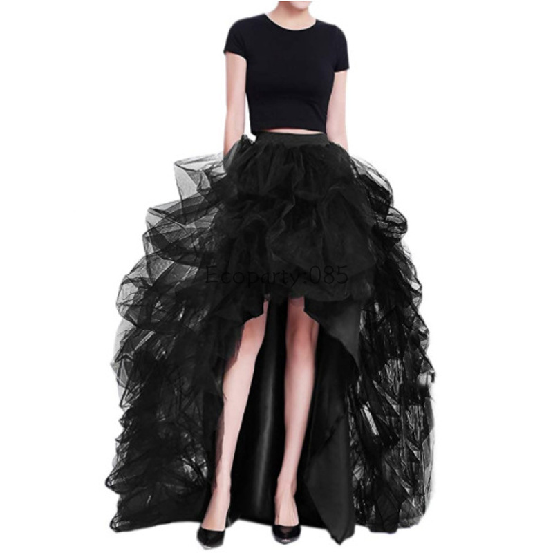 Femmes maille jupe taille haute ceinture élastique haut-bas ourlet Tutu jupe dame Tulle gonflé mariage planification robe jupe vêtements de fête