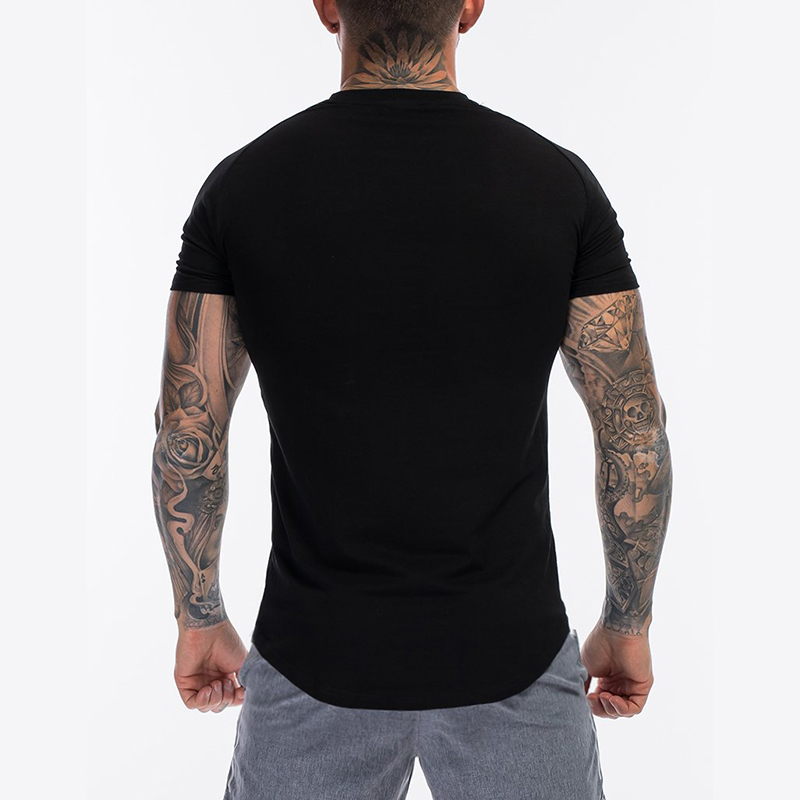 T-shirt uni à manches courtes pour homme, vêtement en coton, respirant, serré, à la mode, pour fitness, gym, été