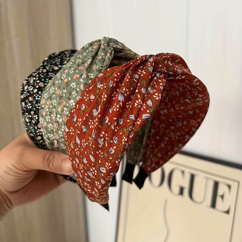 1 bandeau de cheveux en tissu floral vintage pour femme – un bandeau accessoire de cheveux élégant à large nœud, parfait pour une fête