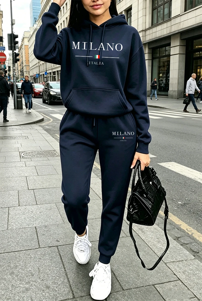Tenues pour femmes automne-hiver, sweat-shirt à capuche décontracté, vêtements de sport pour femmes, jogging, mode urbaine, sweat-shirt et pantalon