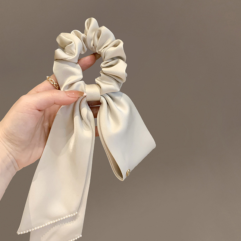 1 élastique à cheveux en ruban satiné, élastique à cheveux élégant pour femmes, accessoire pour nouer des chignons bas