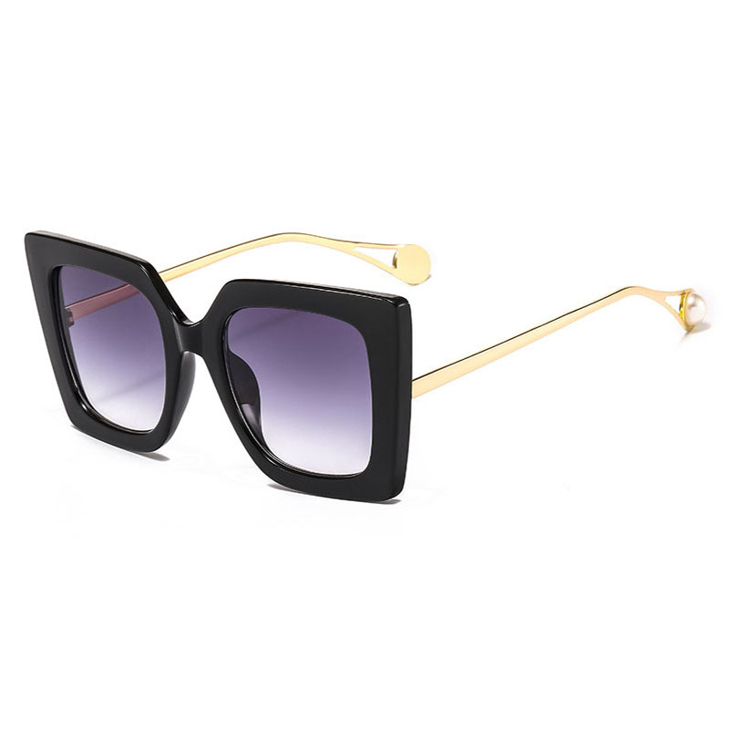 Lunettes de soleil carrées noires pour femmes, monture métallique chimressée, marque de luxe, lunettes de soleil design, nuances de mode, UV400