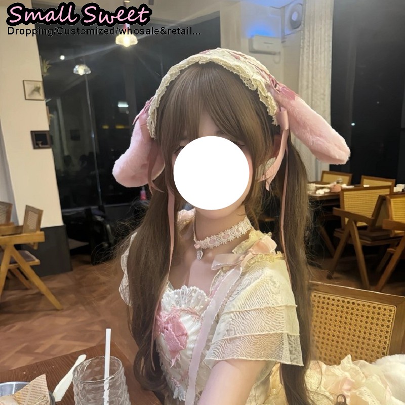 Serre-têtes pour femmes avec nœuds oreilles de lapin, style Harajuku Gothic Lolita, Y2K, Punk, avec nœuds en dentelle et volants
