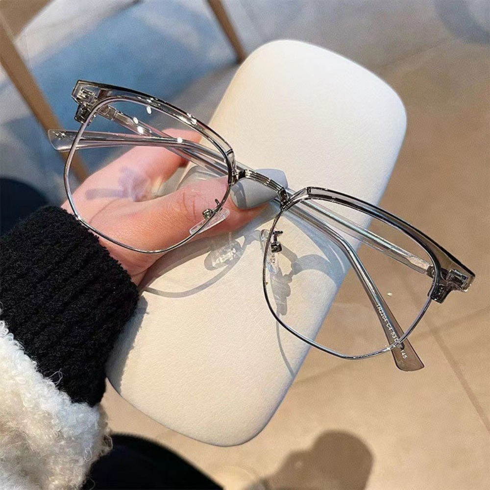 Lunettes carrées unisexes tendance pour hommes et femmes, monture en métal, lunettes polygonales, lunettes anti-lumière bleue noires élégantes