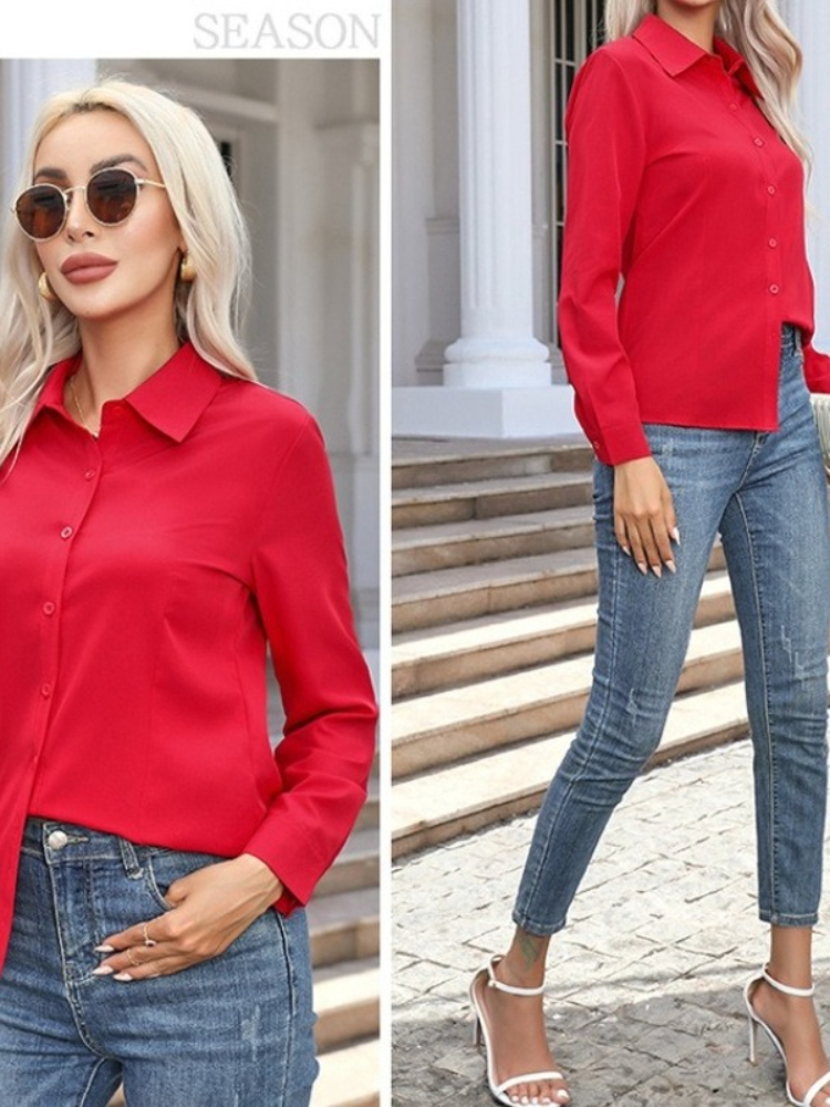 Nouvelles chemises et chemisiers élégants pour femmes printemps-été, cardigan rétro décontracté à manches longues, hauts amples pour le bureau, vêtements féminins tendance