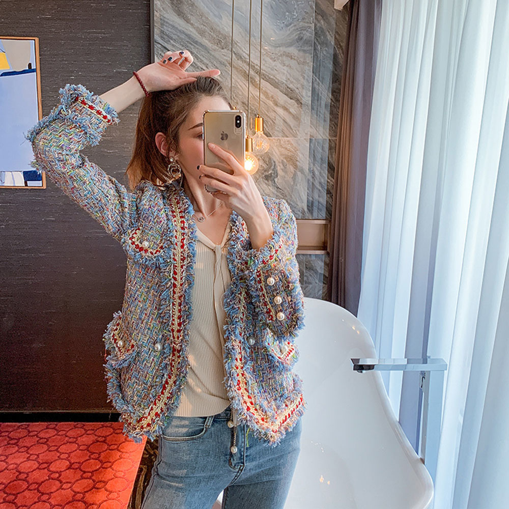 Femmes simple boutonnage Vintage Tweed laine veste manteau gland vestes courtes vêtements d'extérieur de haute qualité printemps automne manteau