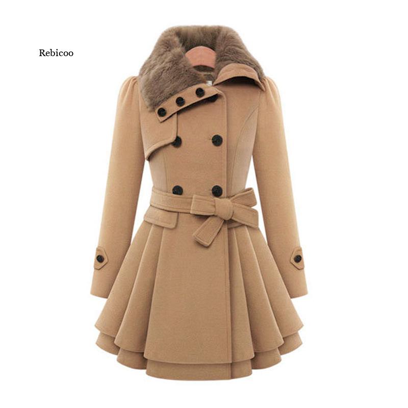 Manteau Sherpa Long en laine pour femme, vêtement d'hiver, Slim, croisé, rembourré, coréen, cachemire, Trench, Style anglais