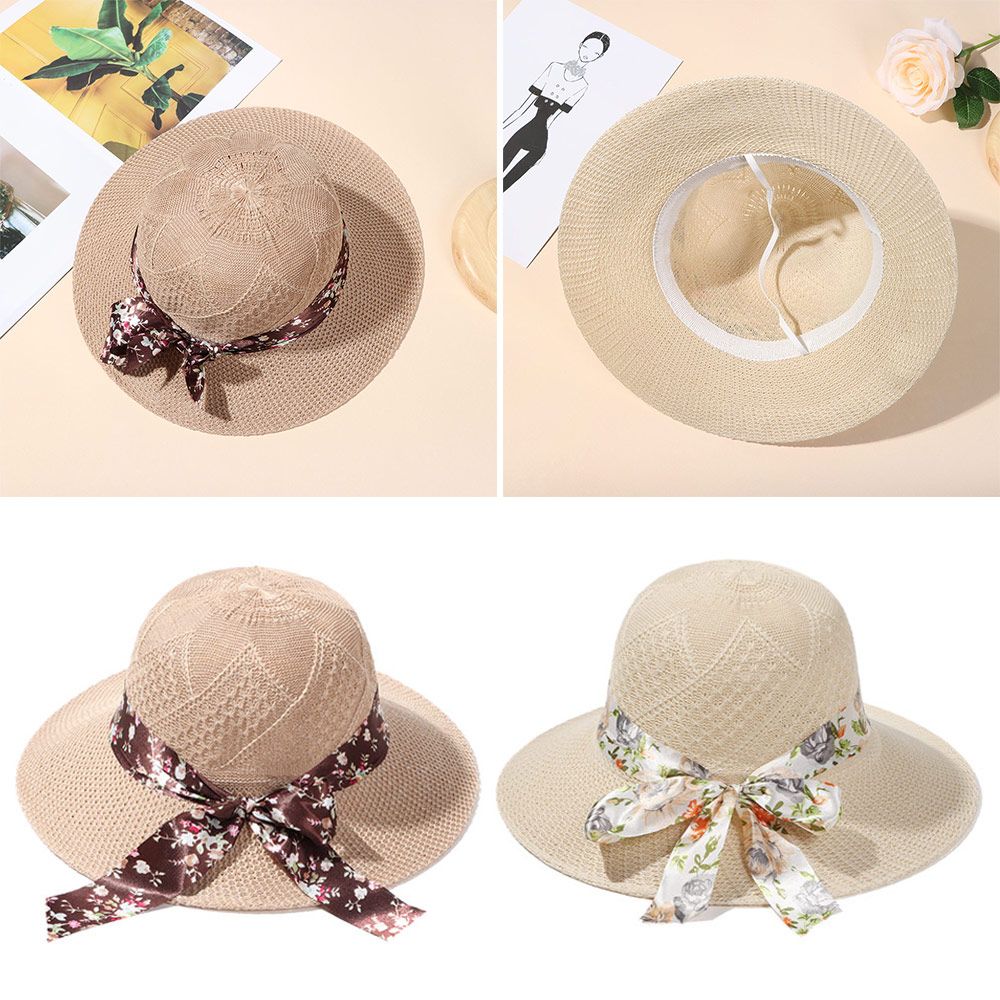Chapeau de paille à large bord pour femmes, pliable et portable, protection solaire contre les UV